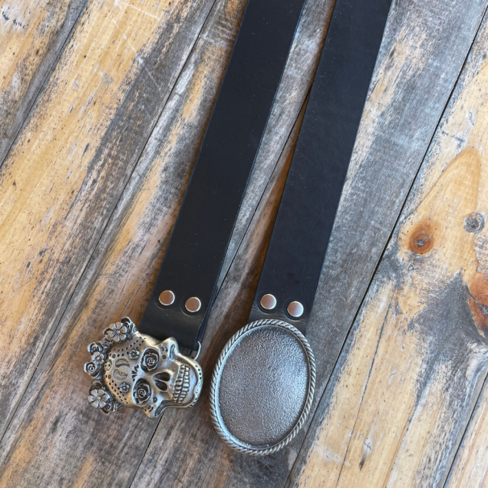 Cinturón Negro Rústico Más Hebilla a Elección