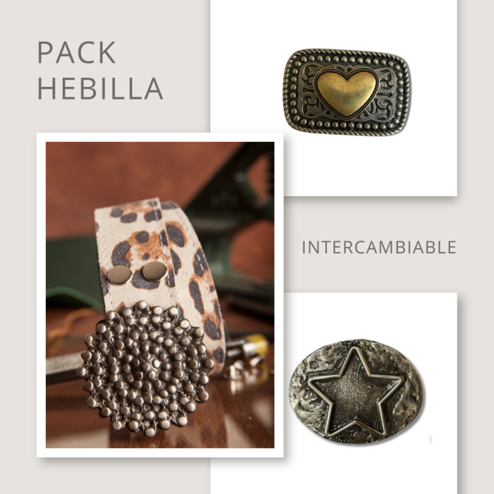 Pack Cinturón Print Blanco Hebilla Intercambiable