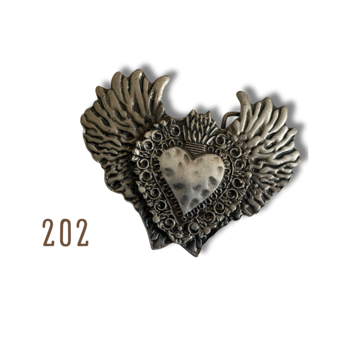 Hebilla Corazón Alas Plata 202