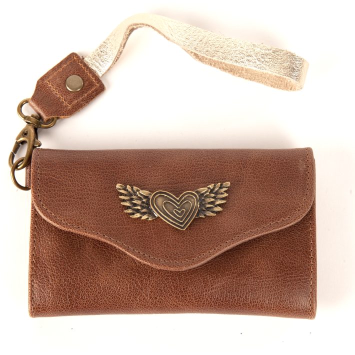 Billetera Mini Café Engrasado con Dorado